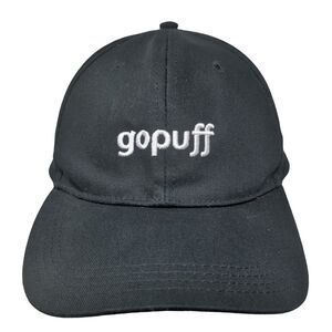 Go Puff Slideback Hat Black One Size Adjustable Embroidered Vented Holes